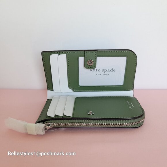 KATE SPADE Devin Painterly Bouquet SMALL Bifold Leather Wallet-Cedar Stand  🎈⭐ - Picture 12 of 16